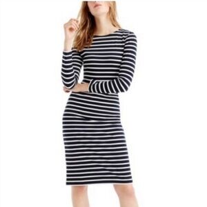 J.Crew Long-Sleeve Striped Midi Dress in Navy/white Size 0. 100% Cotton